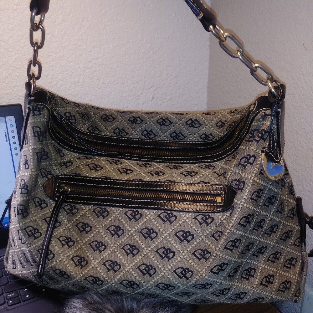 Dooney and Bourke Vintage Signature Canvas and Leather Satchel - Picture 9 of 14